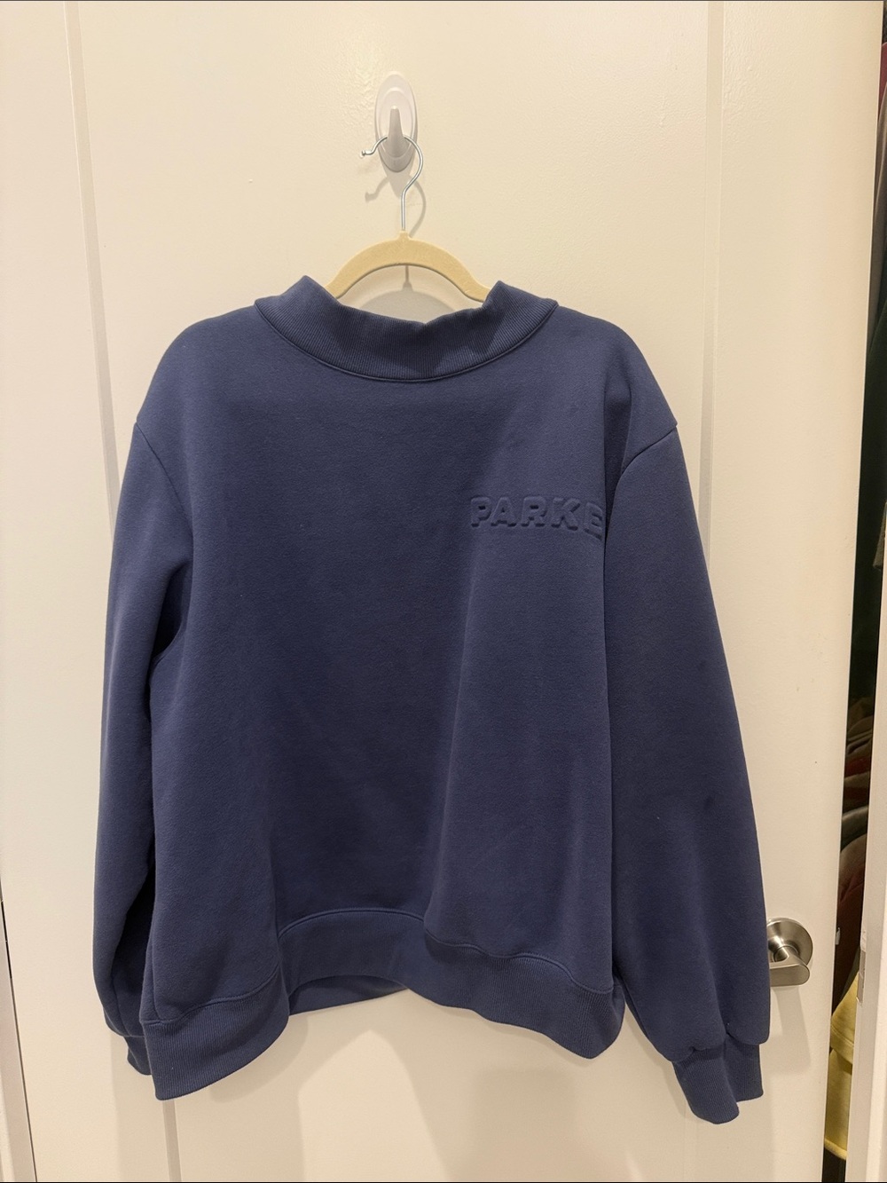 Parke Navy Mockneck with Embossed Logo